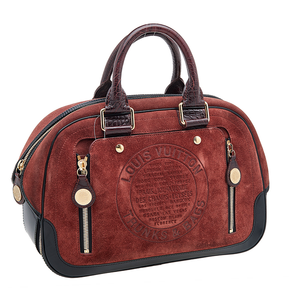 LOUIS VUITTON Brown/Black Suede And Leather Havana Stamped Trunk GM Bag - Picture 3 of 9